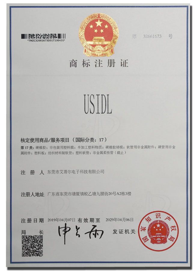 17類商標(biāo)證書